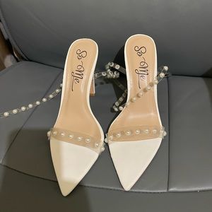 New , White with pearls, open Toe shoe/ sandals.